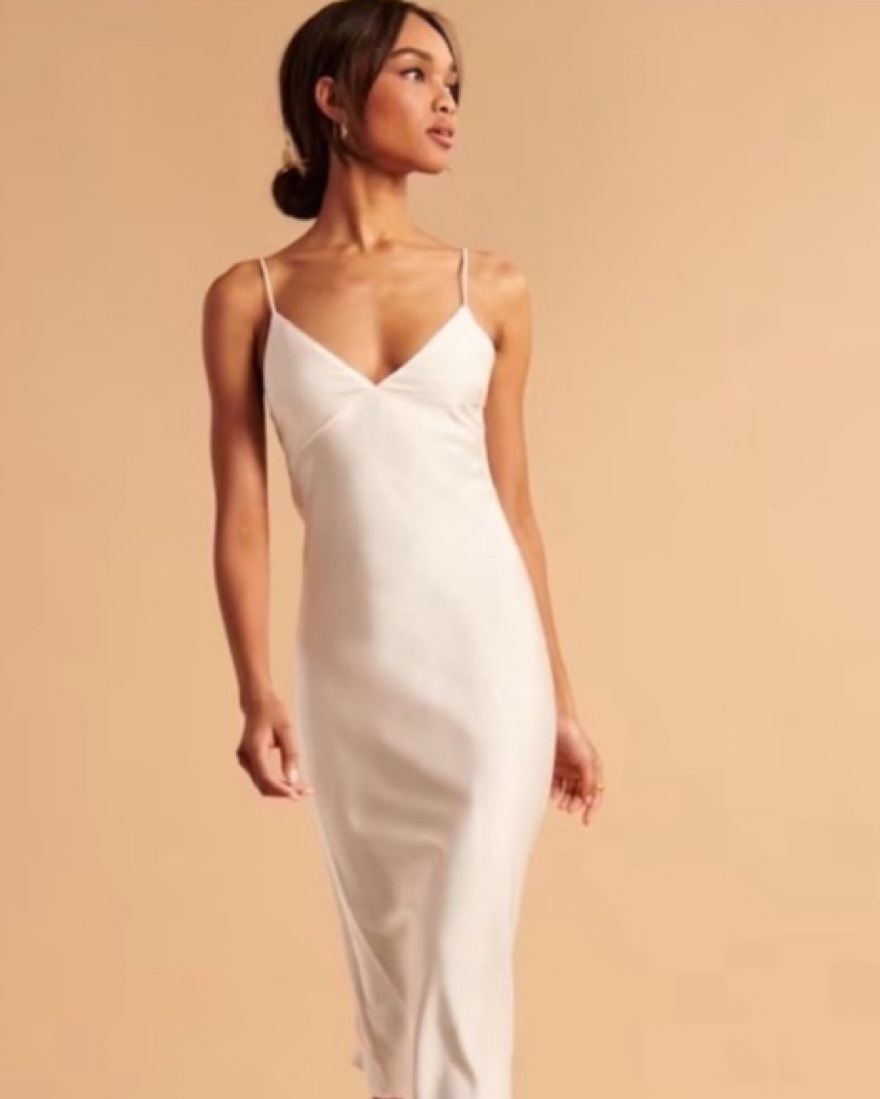 Abercrombie Lace-up Back Slip Midi Dress by Abercrombie and Fitch - Pickle