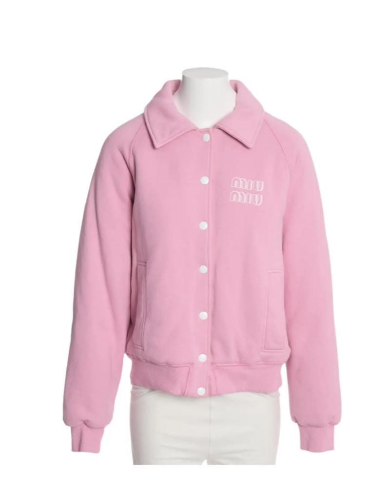 Miu Miu Pink Cotton Collared Jacket Sz S by Miu Miu - Pickle