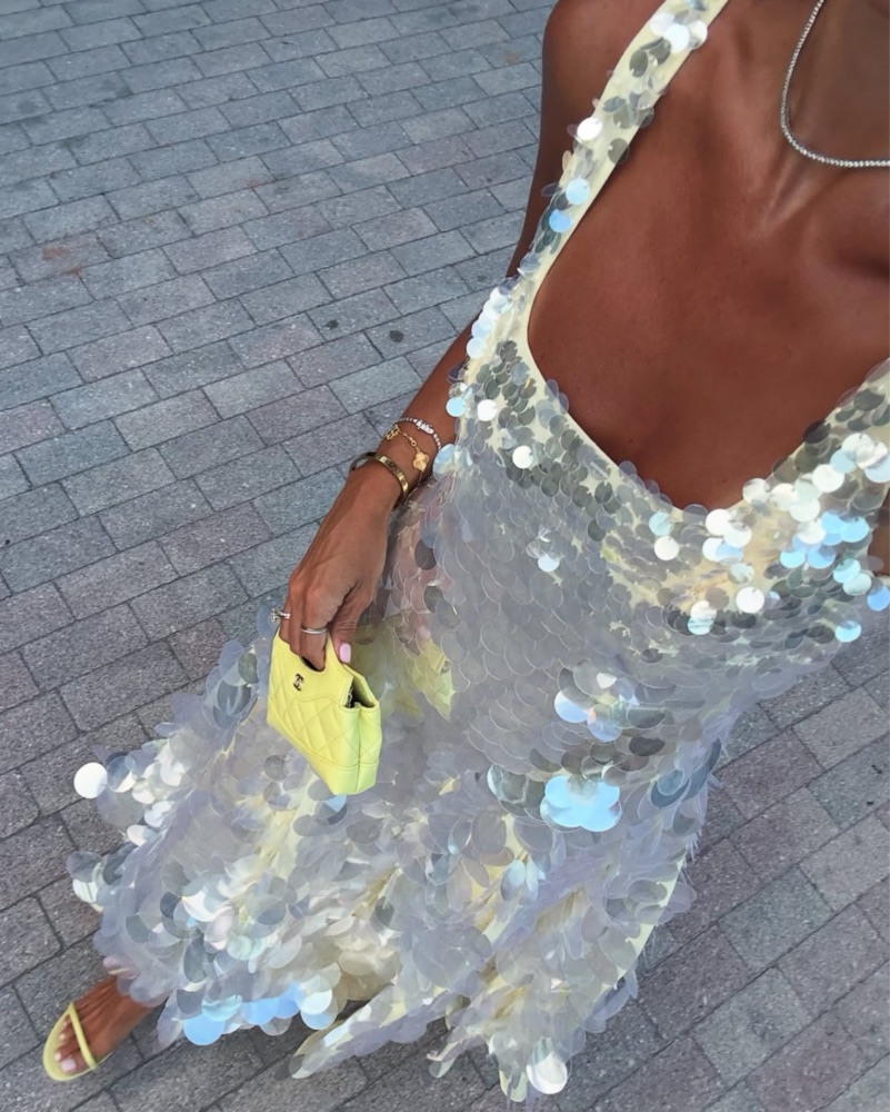 asos glitter dress Asos Design High Neck Embellished Midi Dress In Plisse Sequin In Gold main image 0