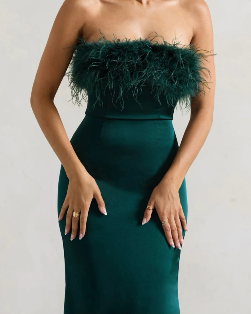 green club dress Adele Bottle Green Velvet Ruched Strappy Fishtail Maxi Dress – Club L  London main image 0