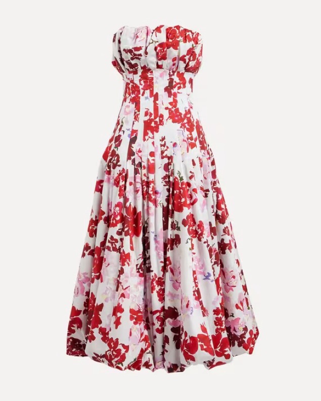 puff sleeve red midi dress Red Printed Puff Sleeve Midi Dress – Confetti Boutique
