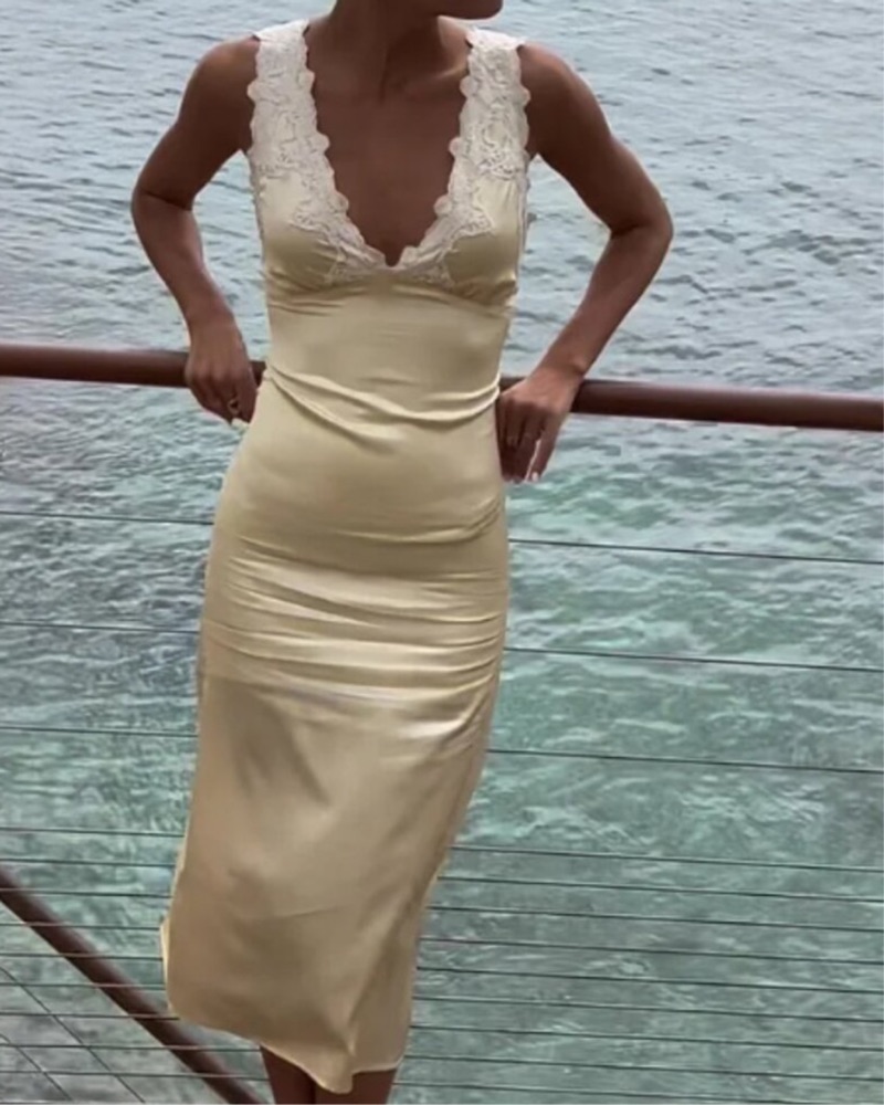 Elegant Satin Butter Yellow Maxi Dress by Yellow The Label - Pickle