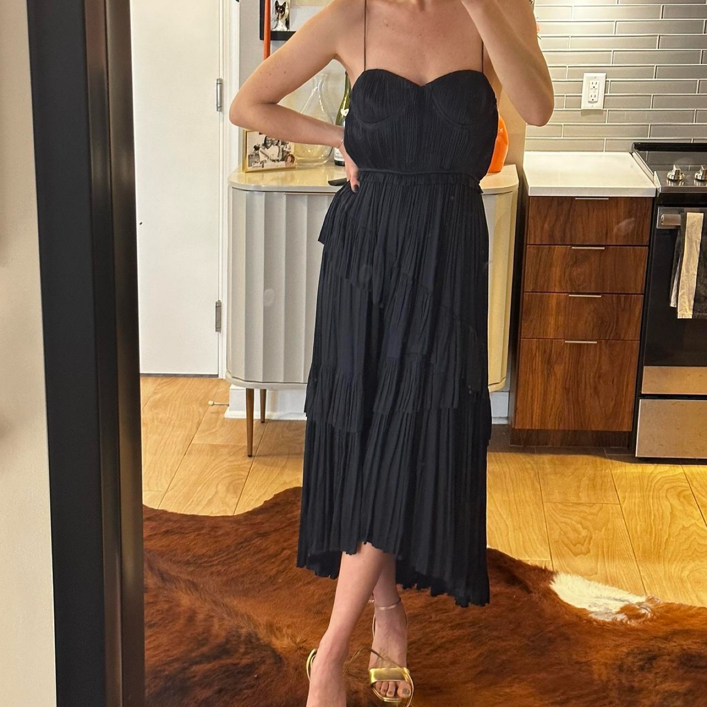 ulla johnson black silk dress Women's Anya Gown in Noir - Size 12