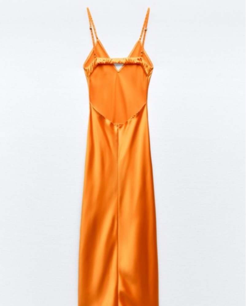Zara Satin Midi Silk Dress by Zara - Pickle