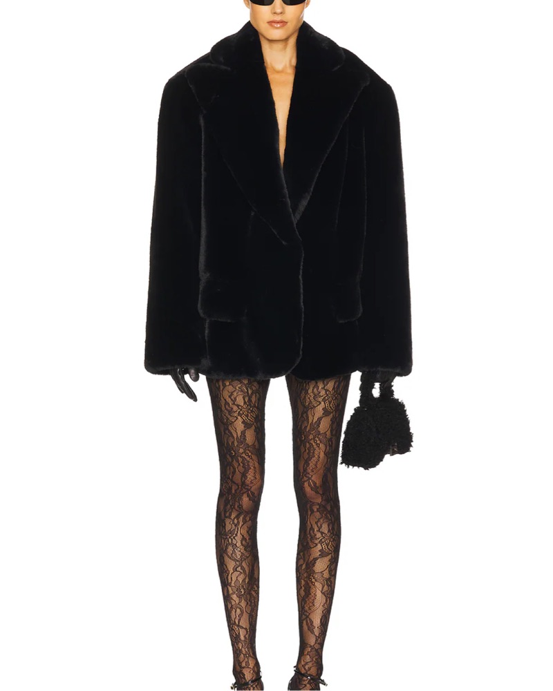 Helsa Black Faux Fur Coat by Helsa - Pickle