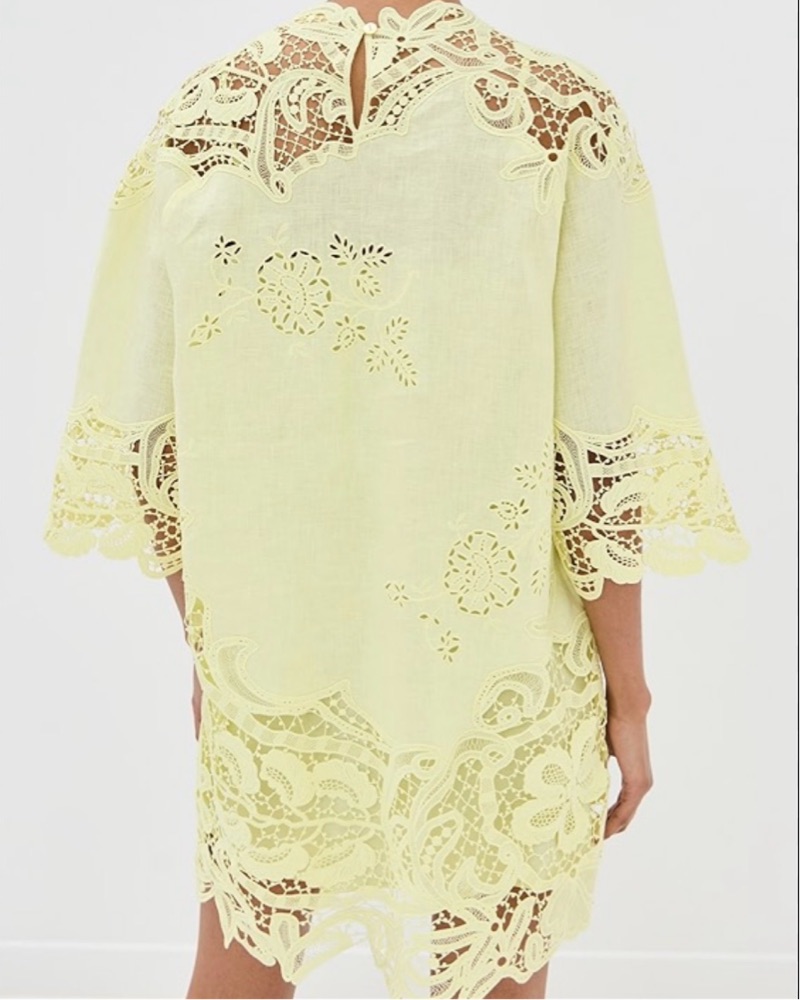 knee length dresses for ladies Ulla Johnson Yellow Crochet Yael Dress main image 0