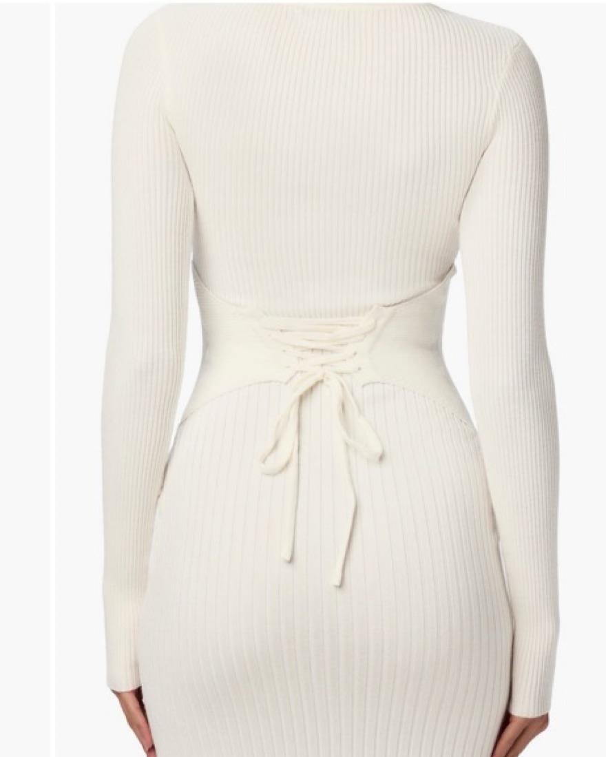 White Ribbed Turtleneck Sweater Dress by Naked Wardrobe - Pickle