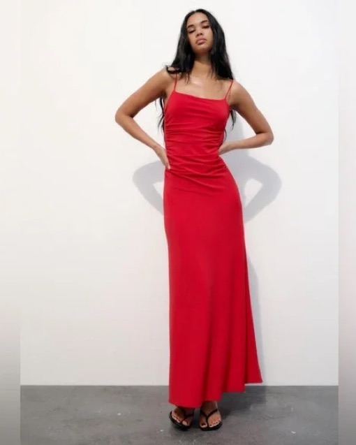zara red maxi dress  Quad Marketplace Red Zara Pleated Maxi Dress