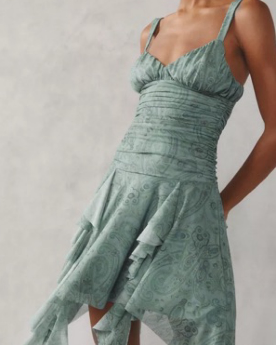 Kimchi Blue Ilana Mesh Drapey Mini Dress by Urban Outfitters - Pickle