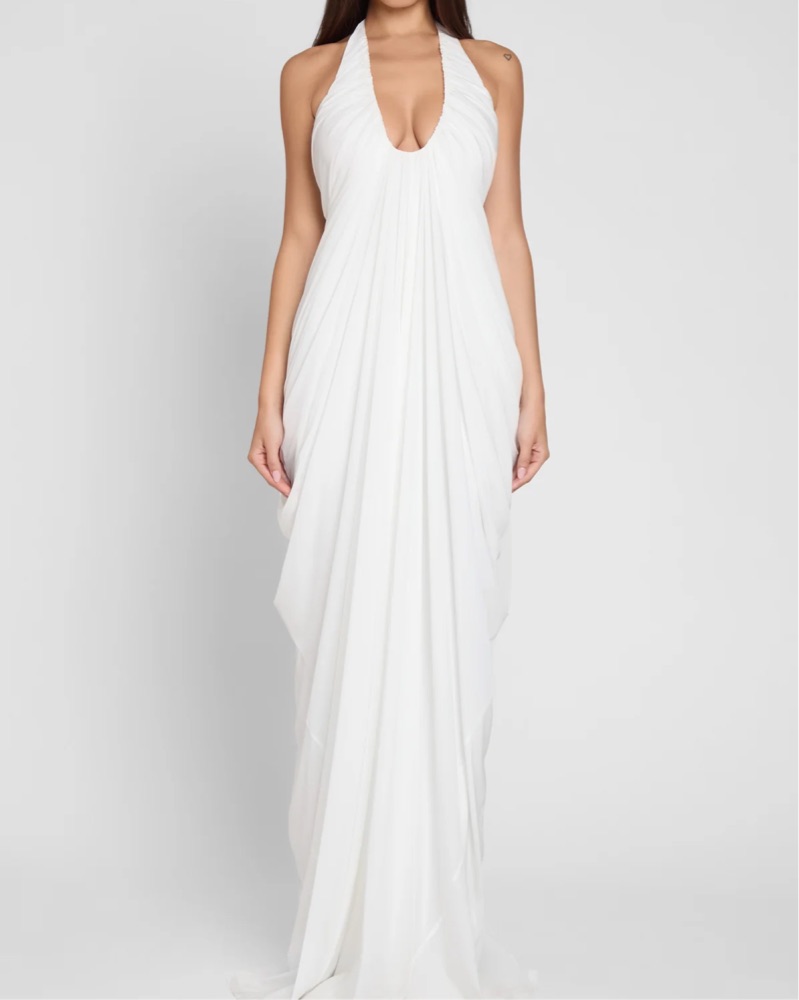 Cascade Drape Gown by Leau - Pickle