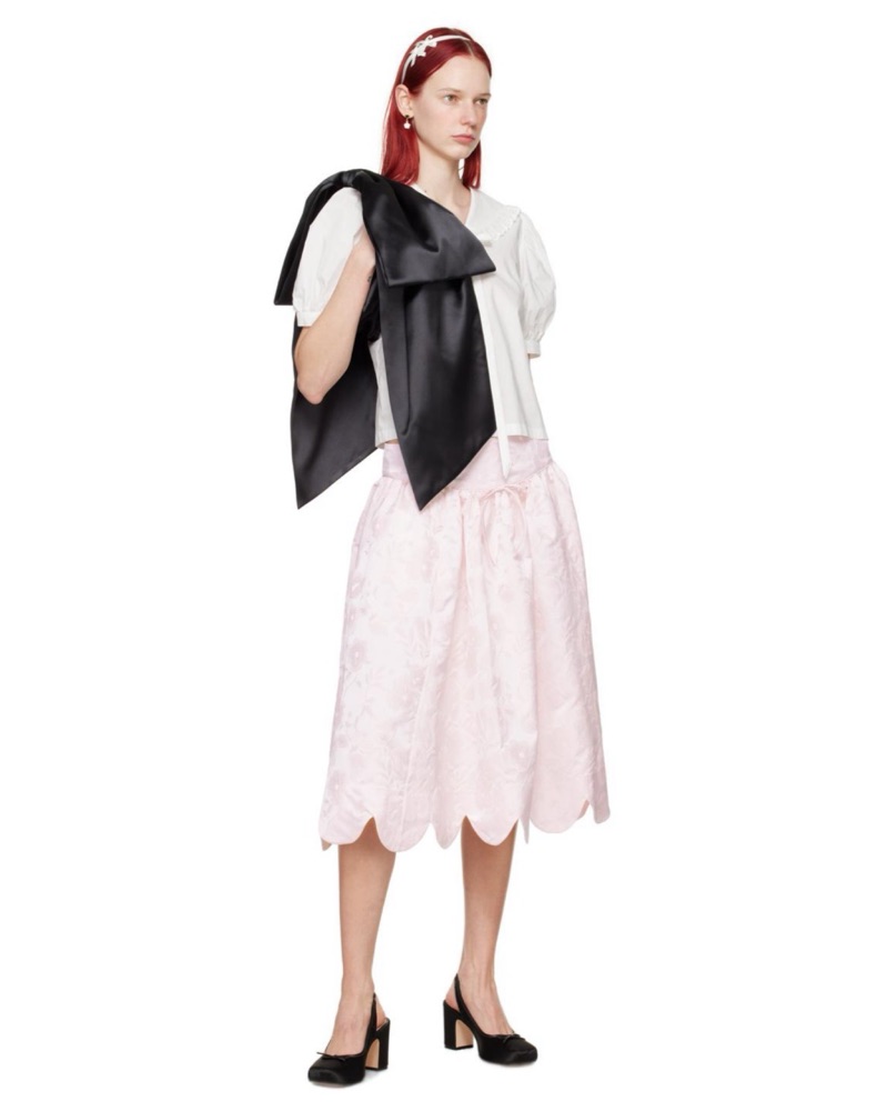Sandy Liang Black Satin Regalo Bow Bag by Sandy Liang - Pickle