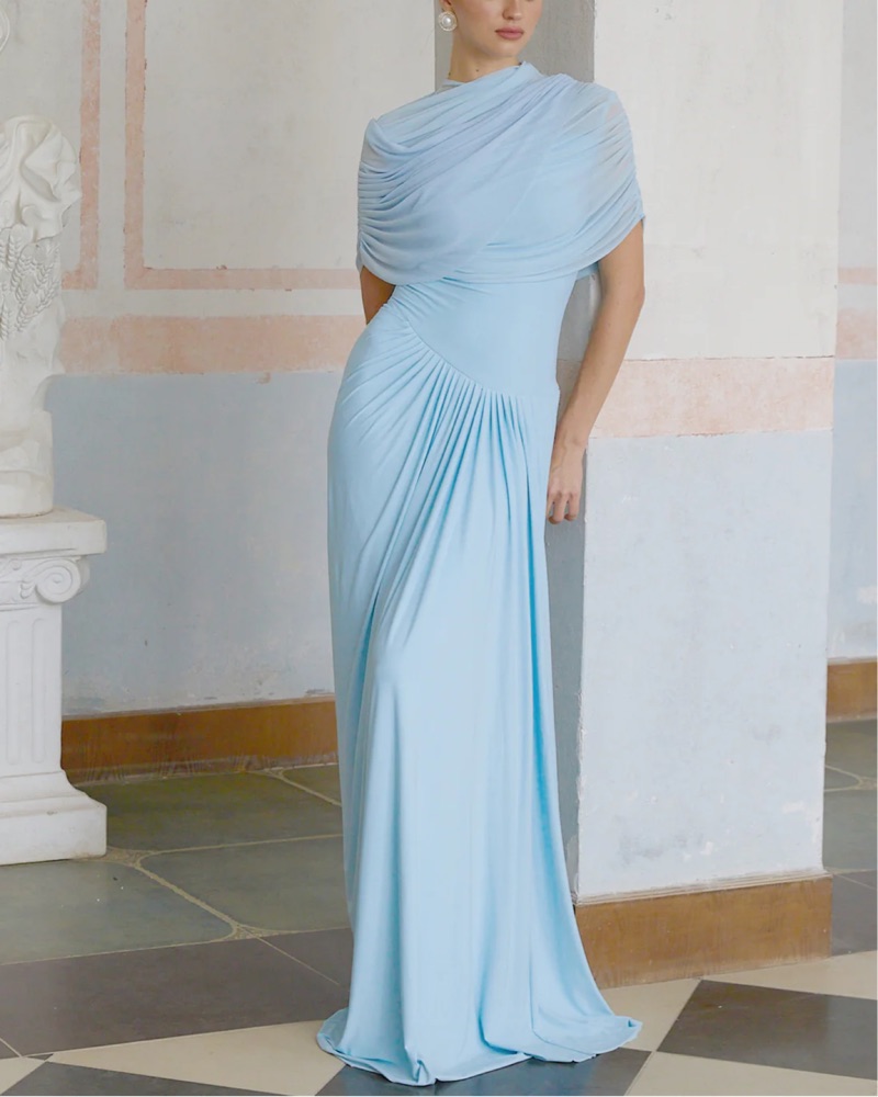 Miss Rosier Blue Drape Gowl by Miss Rosier - Pickle
