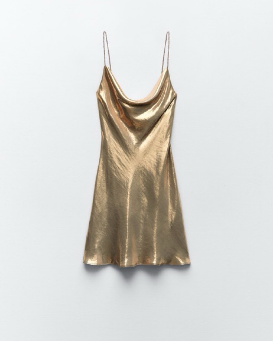 Zara Gold Metallic Slip Dress by Zara - Pickle