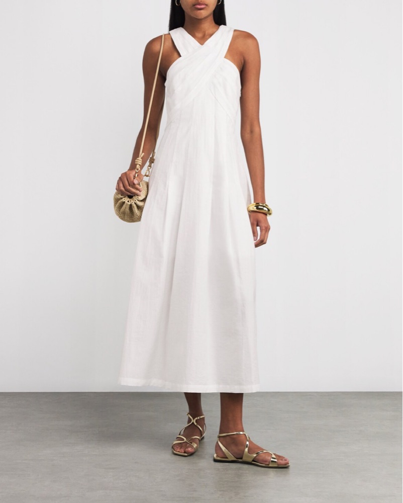 White Sandro Pleated dress by Sandro - Pickle