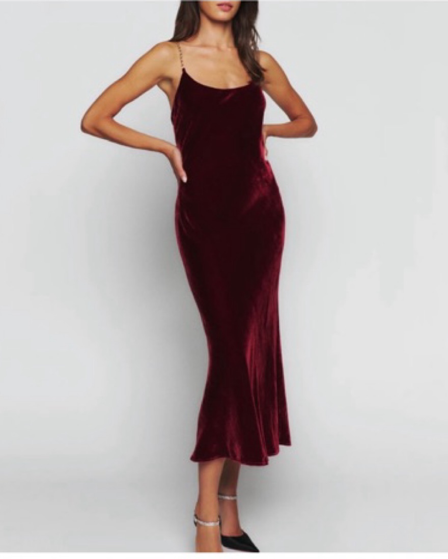 Reformation red velvet dress sales