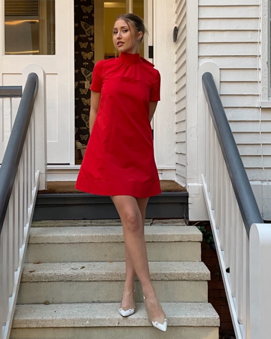 staud red mini dress Red STAUD mini Ilana Dress Poinsettia by Staud