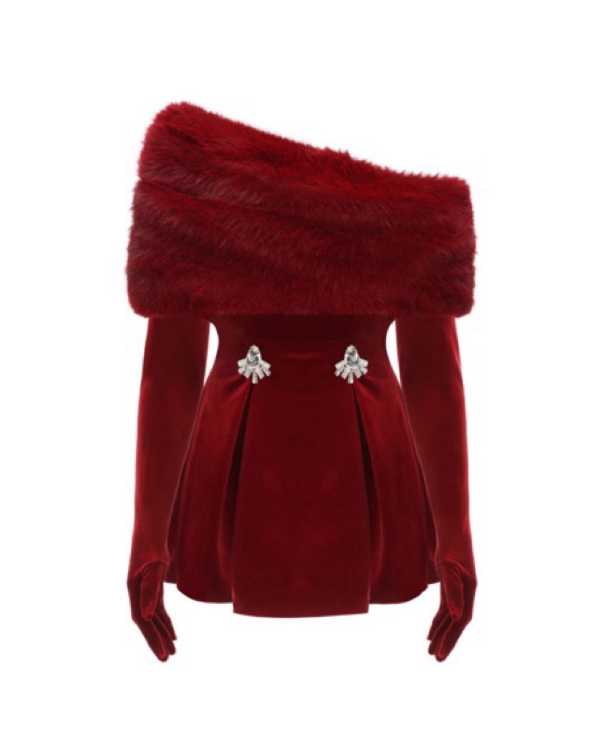 nana jacqueline red velvet dress Airina Dress: Red Mini Dress for Birthday Celebration