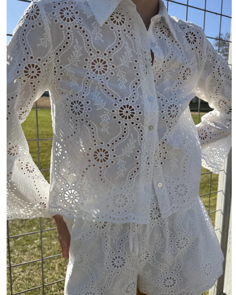 Hill House White Eyelet Set by Hill House Home - Pickle