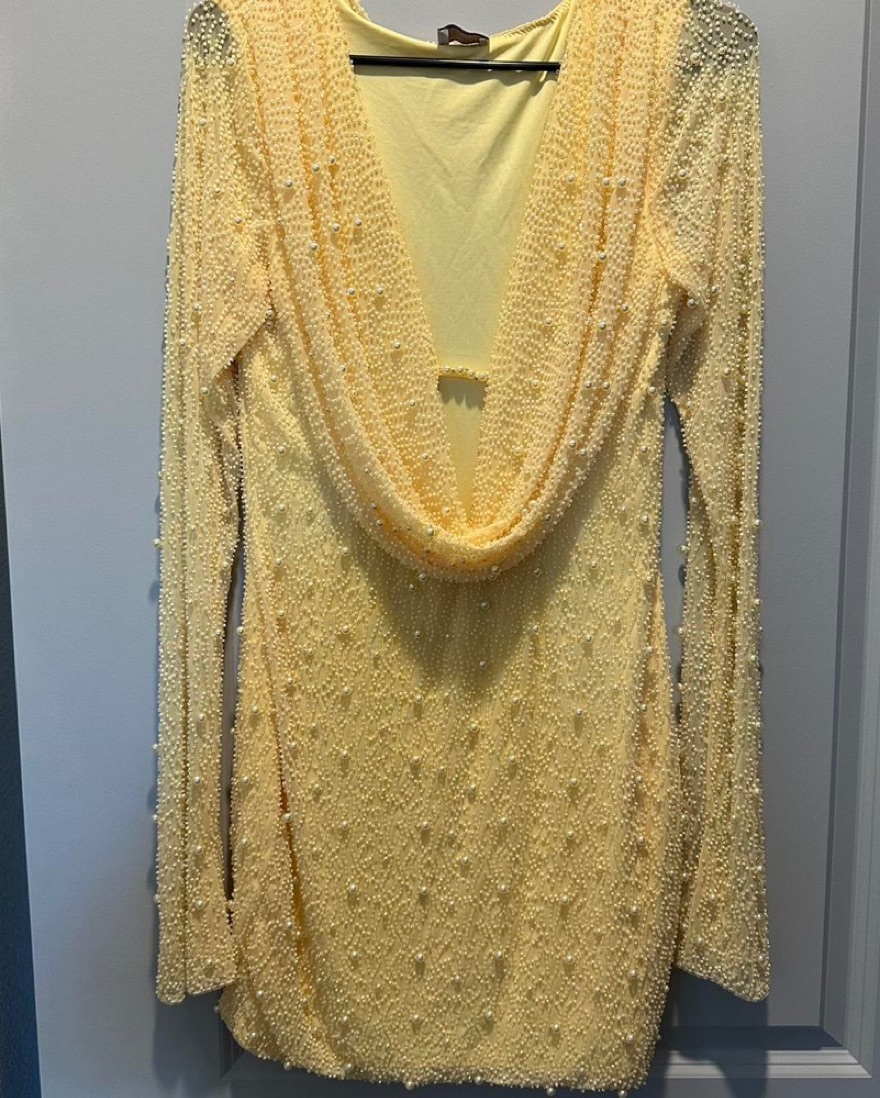 Oh Polly! Yellow Pearl Dress Size 4 by Oh Polly - Pickle