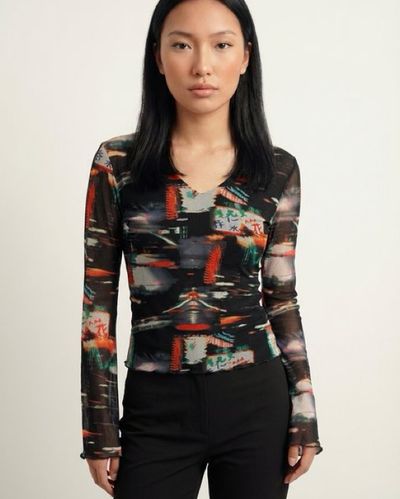 Vivienne Tam Dragon Graphic Mesh Top by Vivienne Tam | Pickle