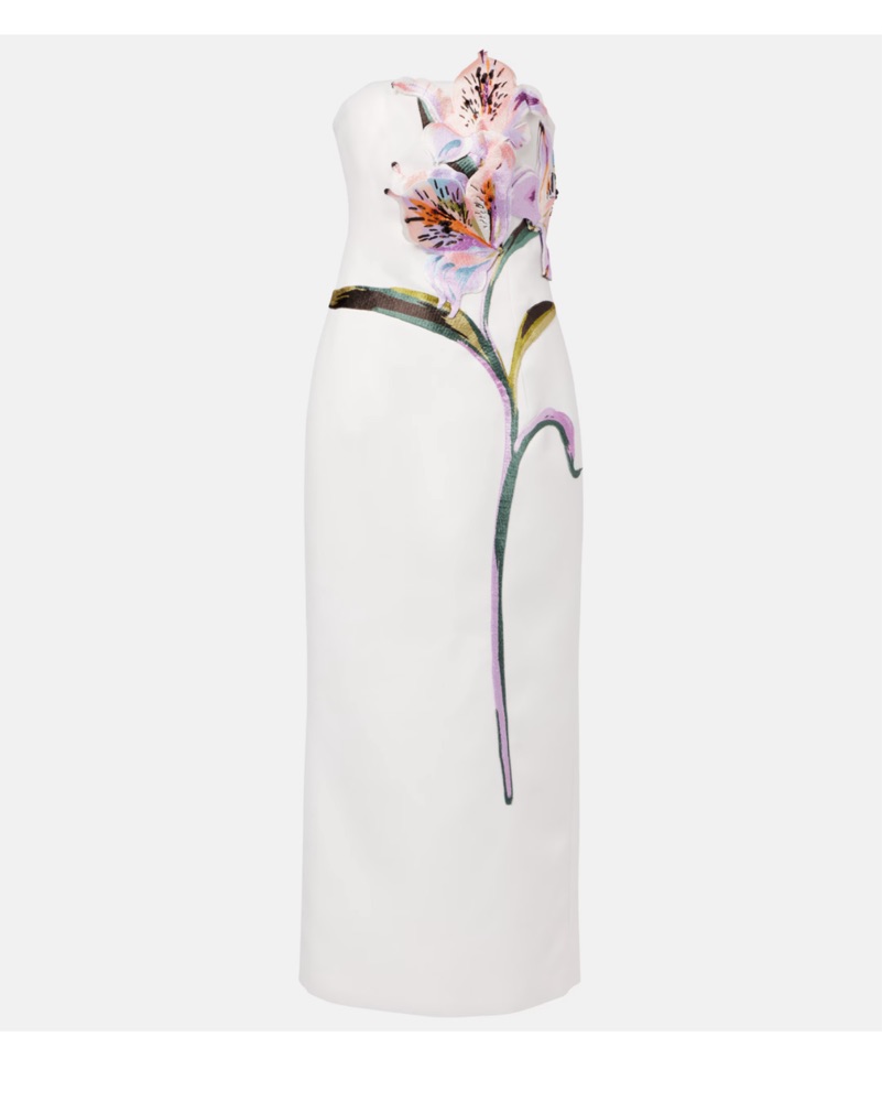 LEO LIN Rayna floral-appliqu Midi Dress by Leo Lin - Pickle