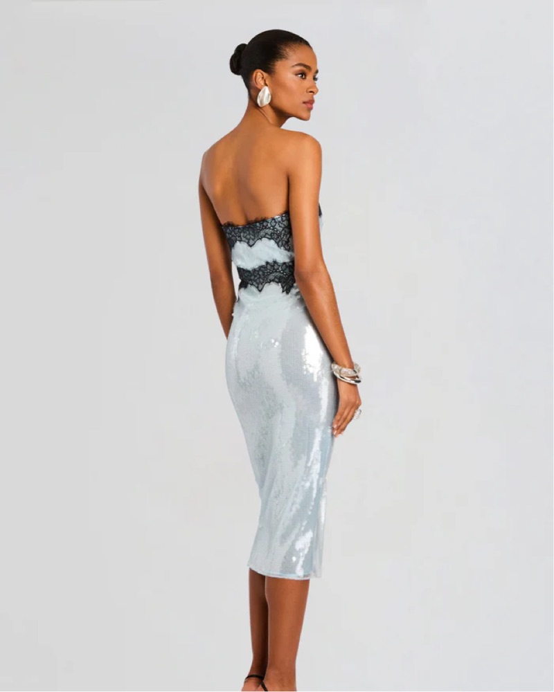 retrofete blue strapless dress Hemant & Nandita Women's Hana Off Shoulder Mini Dress - White