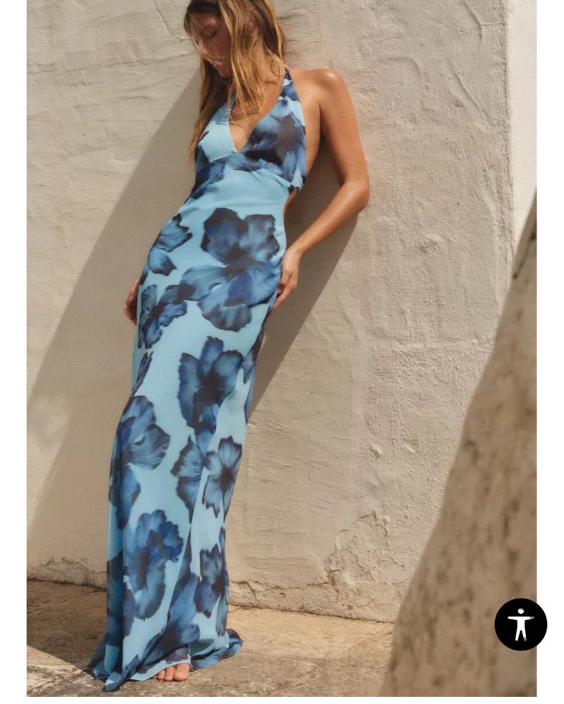 blue flower dress zara Zara Blue Floral Print Midi Dress