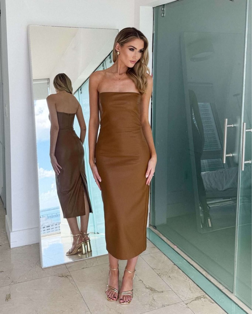 Cult Naked Brown Leather Dress | Miami Swim Week, Going Out Outfit, Party  Dress by Cult Naked - Pickle