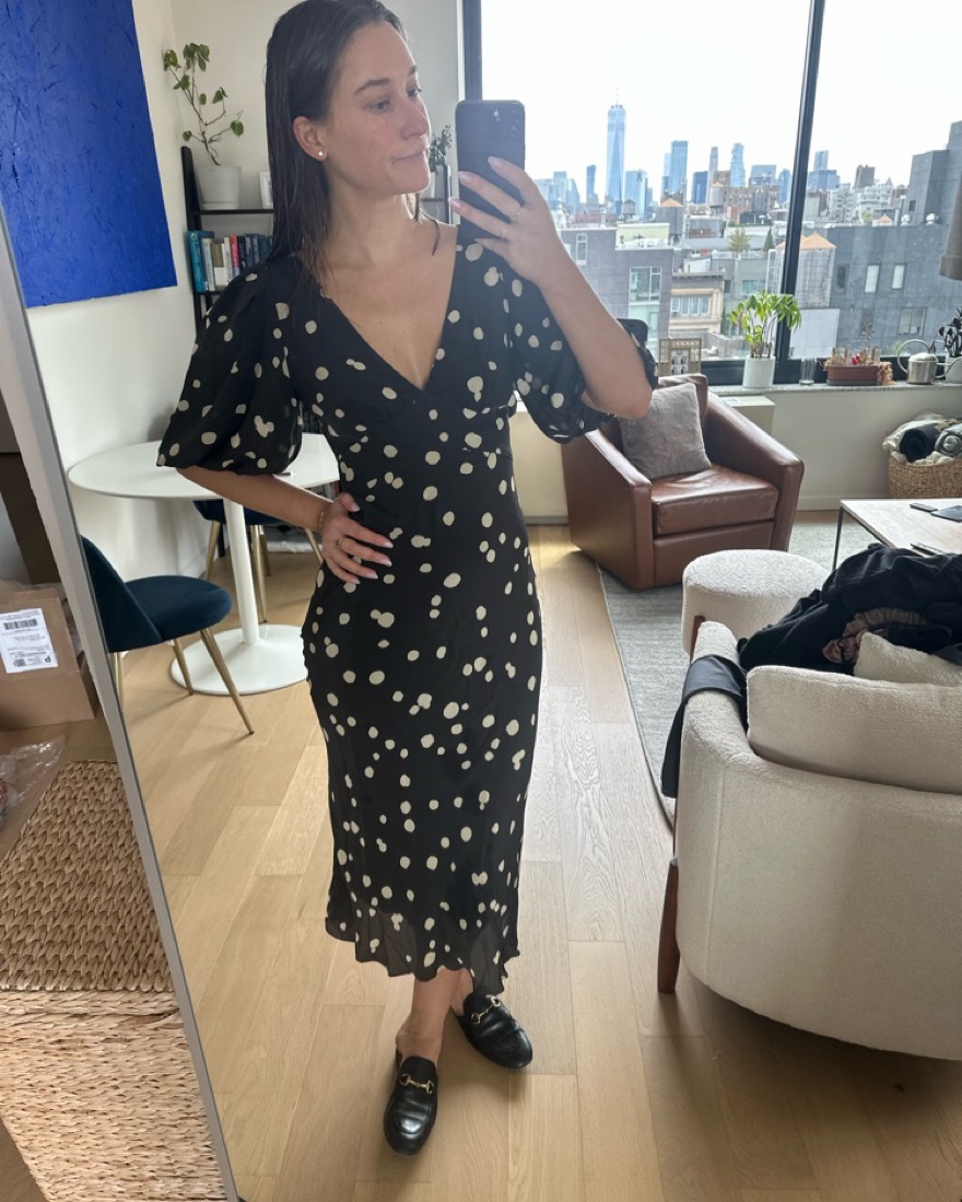 Ba&Sh Polka Dot Midi Silk Day Dress | Pickle