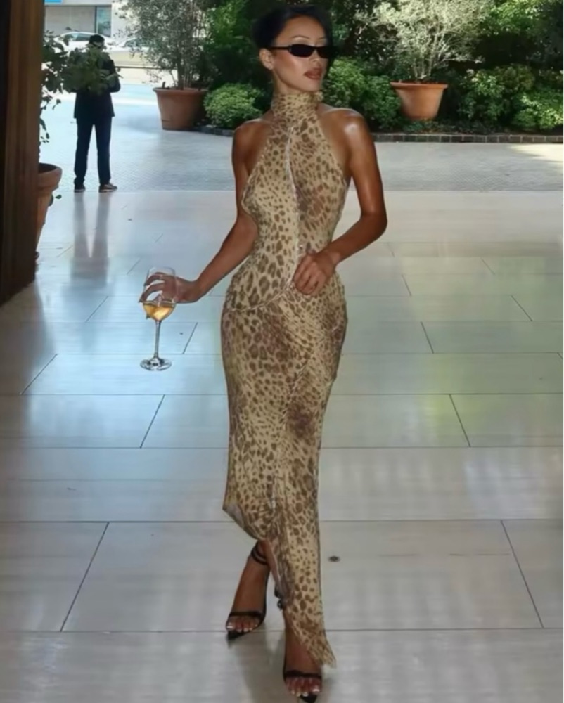 lady in leopard dress hangover More You Mesh Maxi Dress in Macro Leopard – Dressed in Lala main image 1