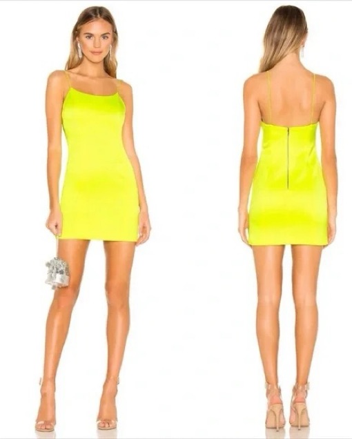 alice and olivia neon yellow dress Alice and Olivia Womens Dora Satin One Shoulder Cocktail and Party Dress Green 0