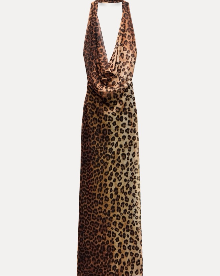 Zara Animal Print Halter Maxi Dress by Zara - Pickle