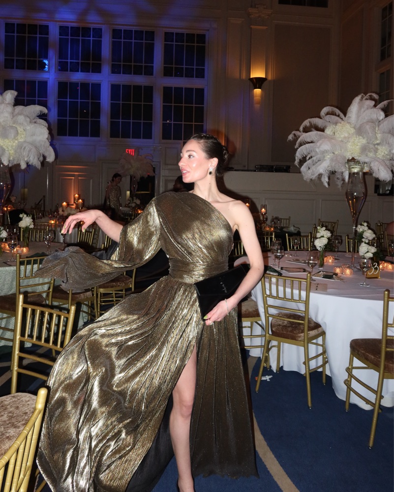 Bronx and Banco Gold One Shoulder Gown by Bronx And Banco - Pickle