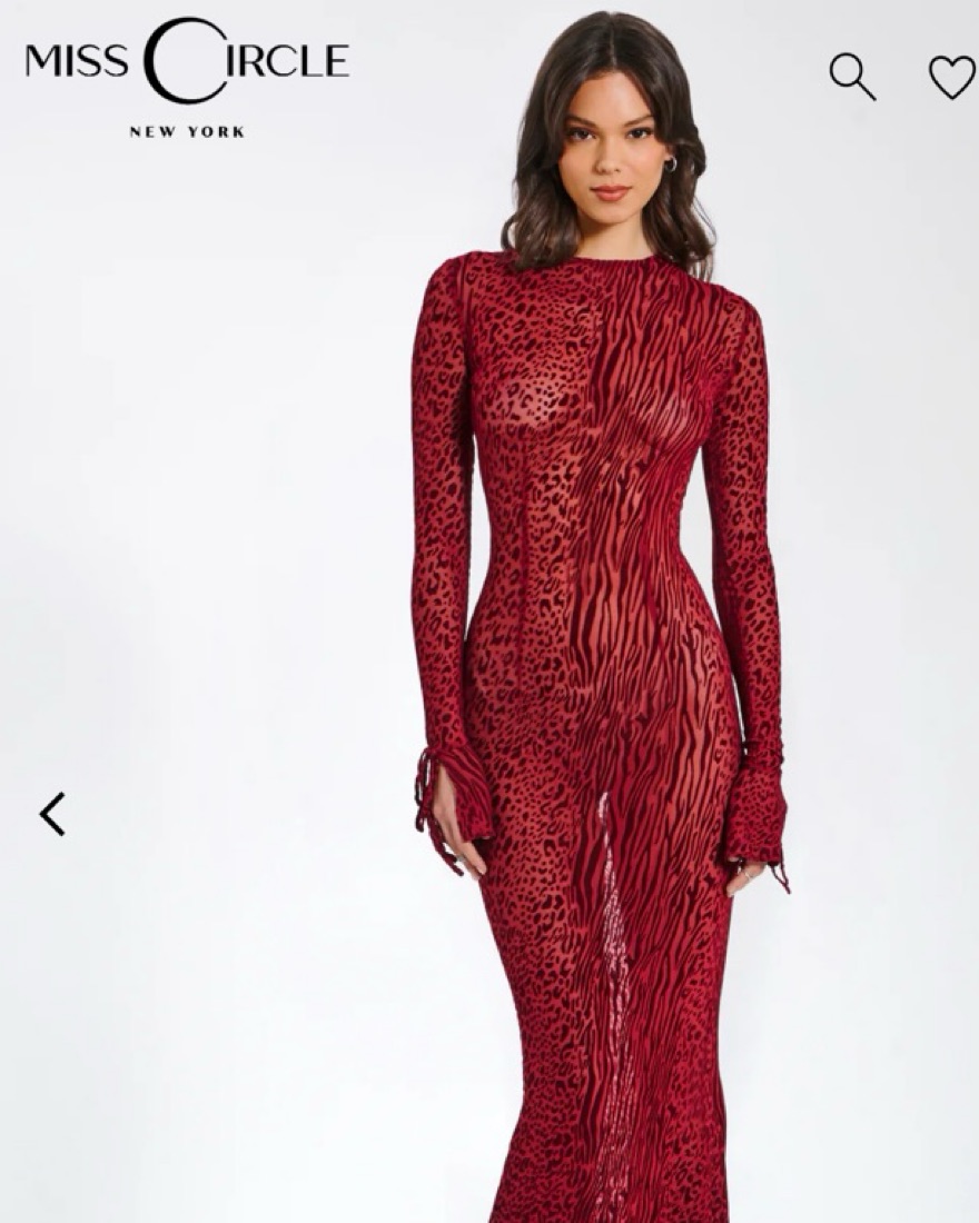 パーティードレス Red Leopard Print Stretch Silk Gown Glamorous Red Leopard Maxi Dress | Pickle