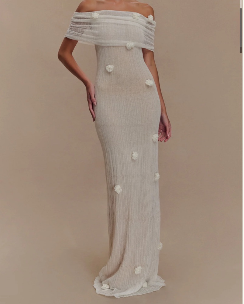 Brynn Orchid Knit Maxi Dress - Ivory by Meshki - Pickle