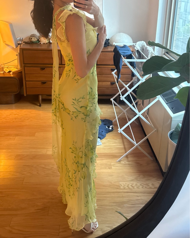 De La Vali Hemera Ruffled Silk Maxi Dres by De La Vali - Pickle