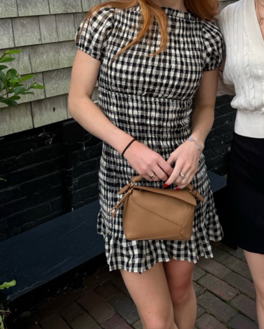 den rizzo shirred gingham voile mini dress Doen Rizzo Smocked Gingham Mini Dress by Doen