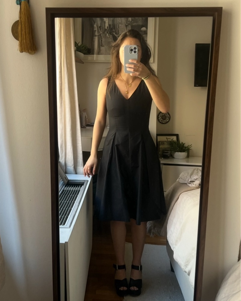 prada classic black dress Prada black midi dress