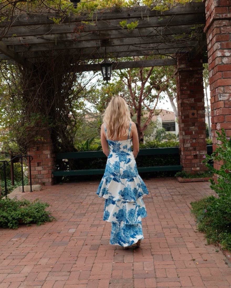 Mestiza NY Blue & White Torero Gown by Mestiza New York - Pickle