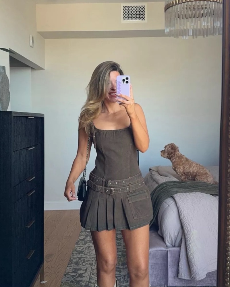 pinafore dress mini Brown Cord Pinafore Mini Dress