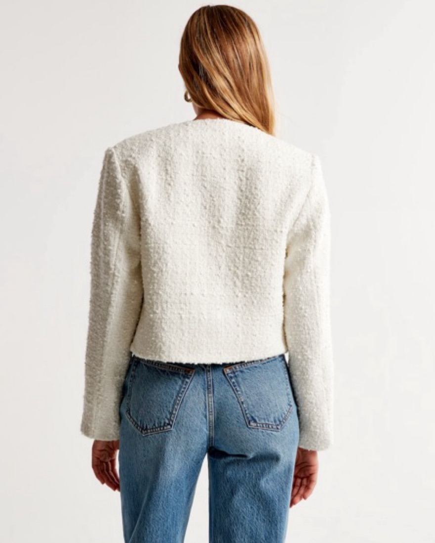 Collarless Tweed Jacket by Abercrombie and Fitch - Pickle