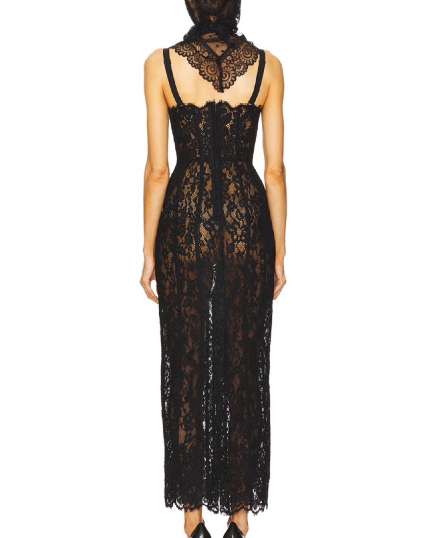 Helsa The Lace Column Dress by Helsa - Pickle