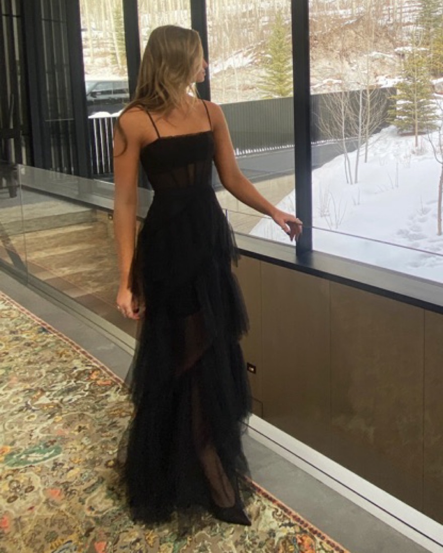 Corset tulle gown in black bcbgmaxazria sale