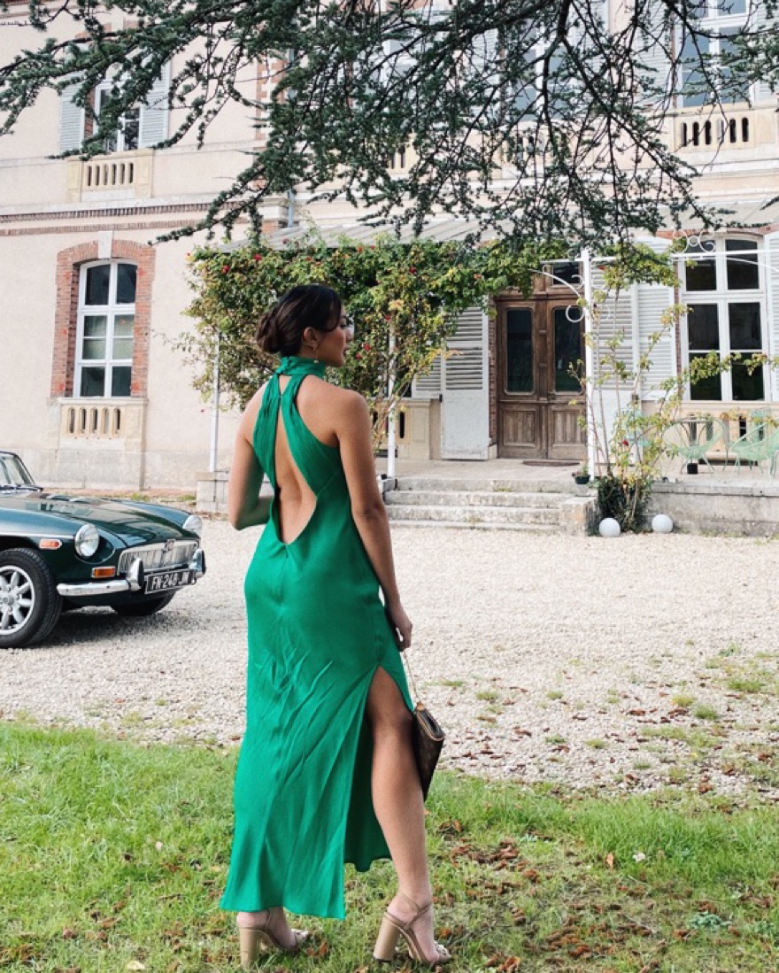 meshki claire dress green Caira Chiffon Scarf Maxi Dress - Sage