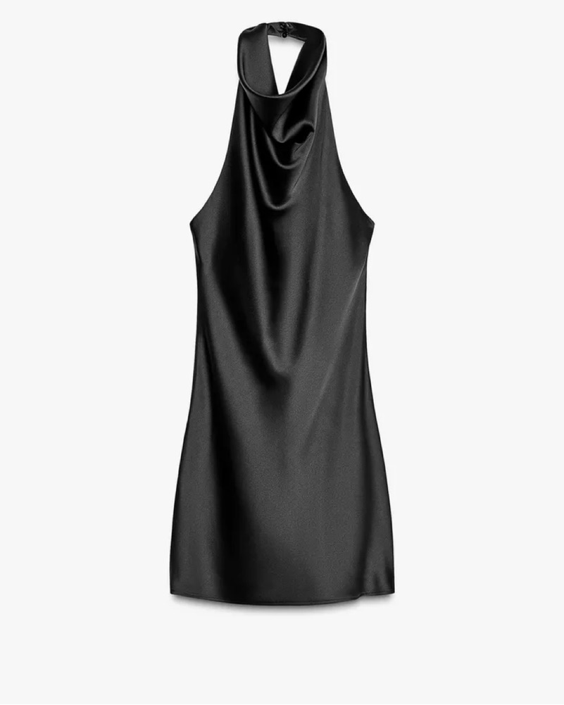 faux leather halter dress zara ZARA XS FAUX LEATHER HALTER DRESS XS (0-2)