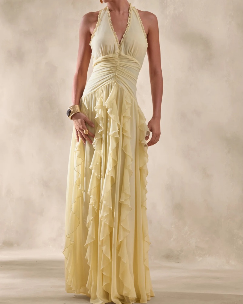 gold plunge maxi dress Aidan Mattox Women's Fully Beaded Deep V Neck Gown - Multi - Size 16 main image 1