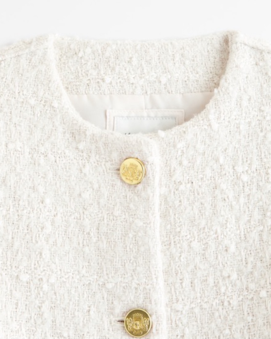 Collarless Tweed Jacket by Abercrombie and Fitch - Pickle