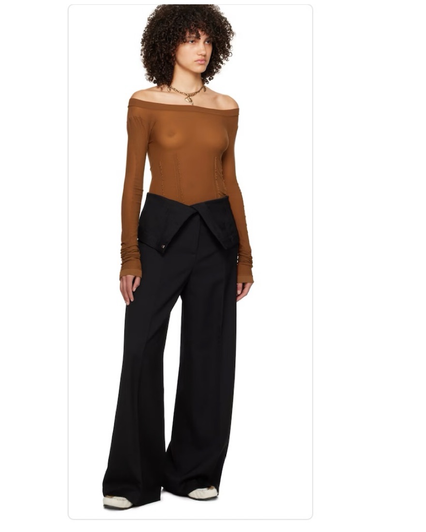 【Acne Studios】Folded Waist WideTrousers ACNE STUDIOS Folded-Waist Twill Wide-Leg Trousers in Black