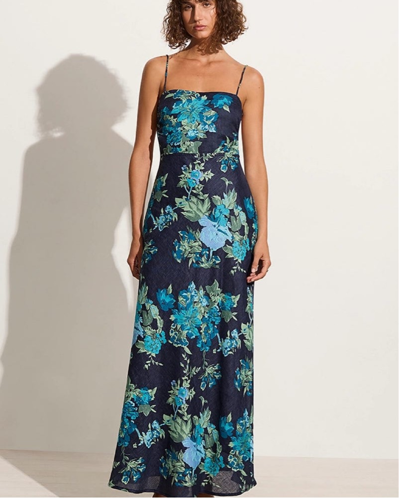 faithfull the brand dress blue Astra Midi Dress Soft Blue Stripe main image 0