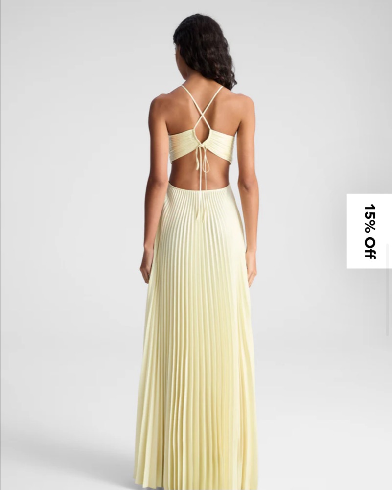 A.L.C. Moira Satin Pleated Maxi Dress by ALC - Pickle